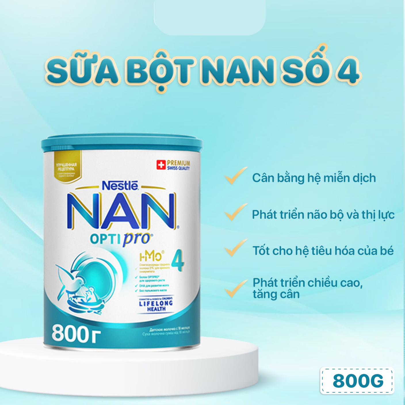 Sữa Bột Nan Nga Số 4 – 800g (Dành Cho Bé Từ Trên 18 Tháng Tuổi)