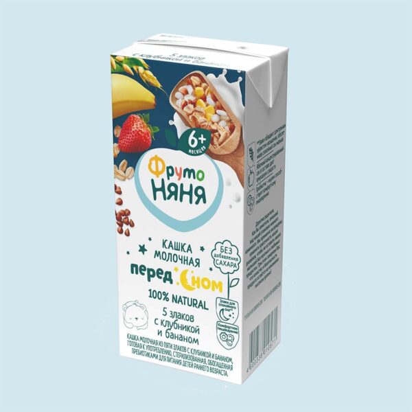 Sữa đêm hỗ trợ bé ngủ ngon FrutoNanny vị hỗn hợp ngũ cốc, dâu tây, chuối – dành cho bé từ 6 tháng tuổi (200ml)